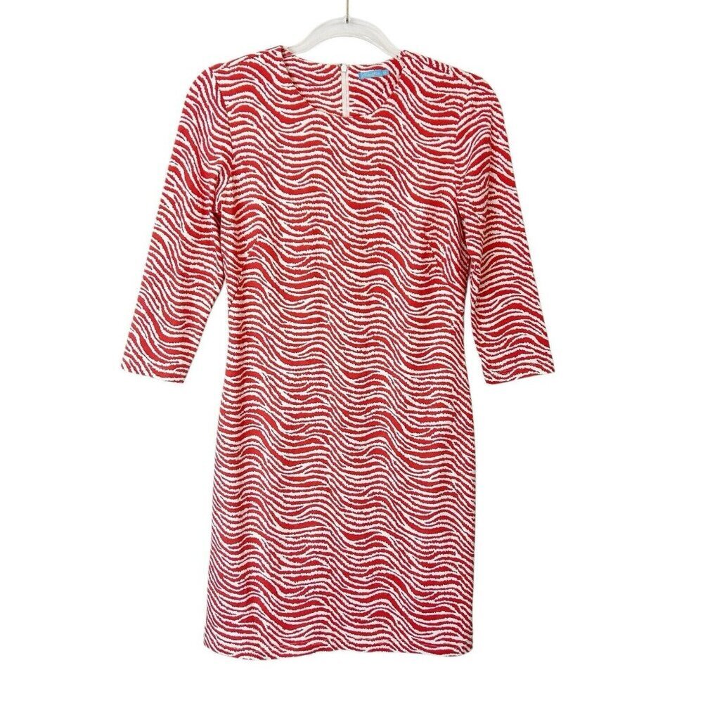 J McLaughlin Catalina Cloth Dress Womens Size XS Orange Stripe 3/4‎ Sleeves